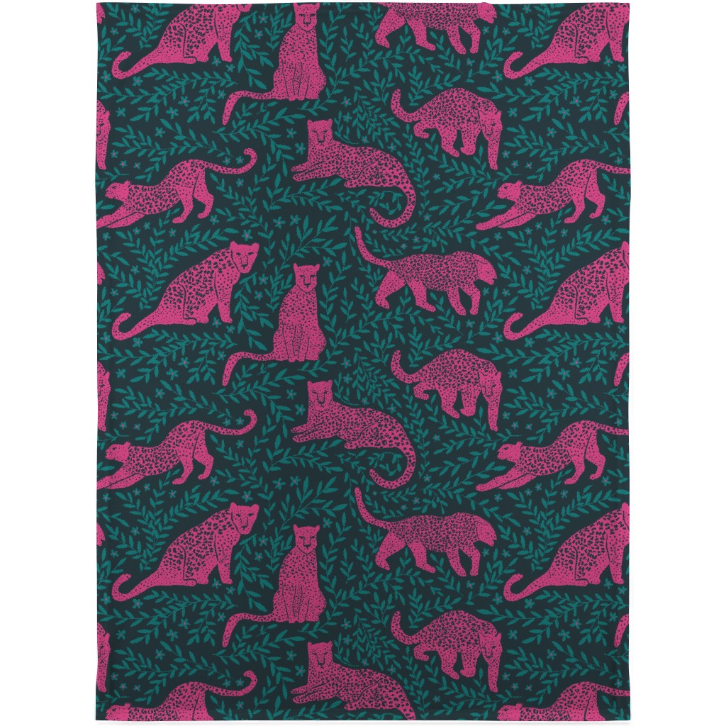 Jungle Cat Blanket, Sherpa, 30x40, Pink, Silhouette