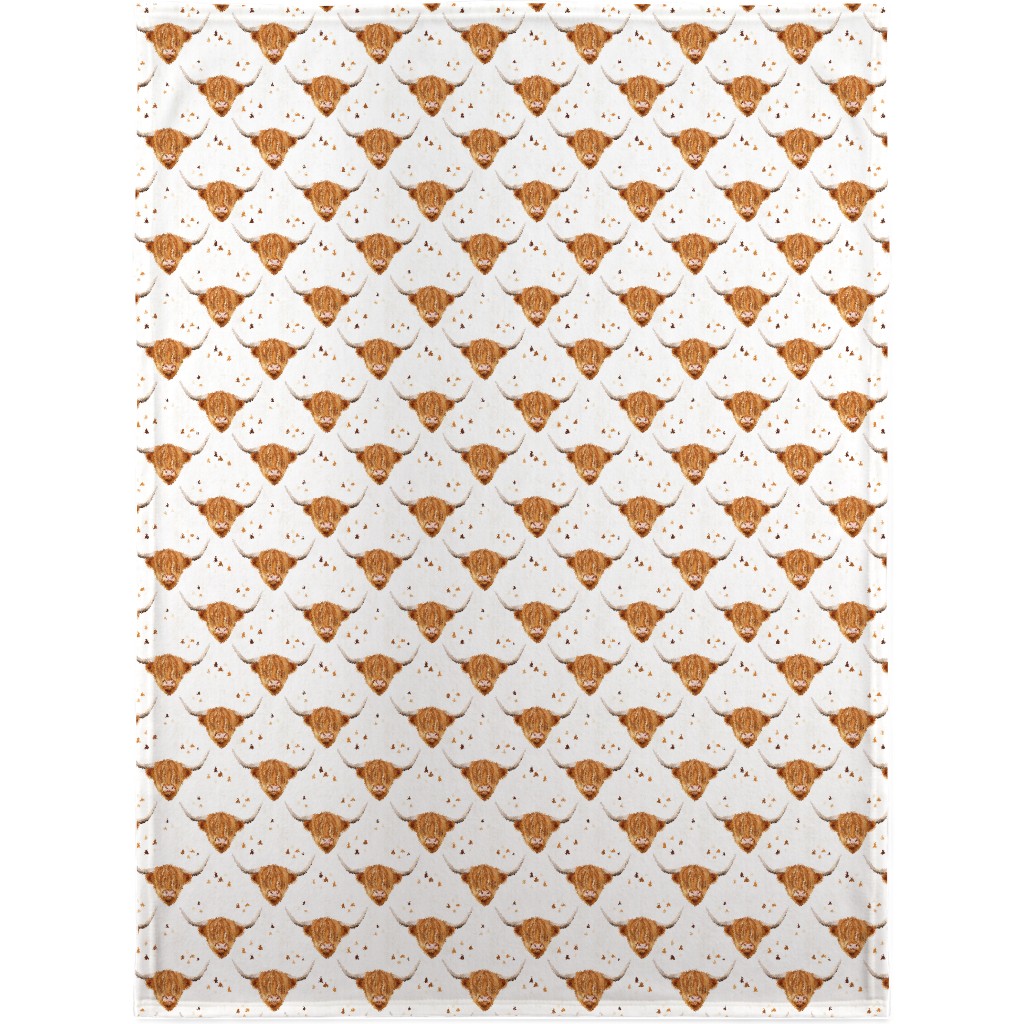 Highland Cow Blanket, Sherpa, 30x40, White, White