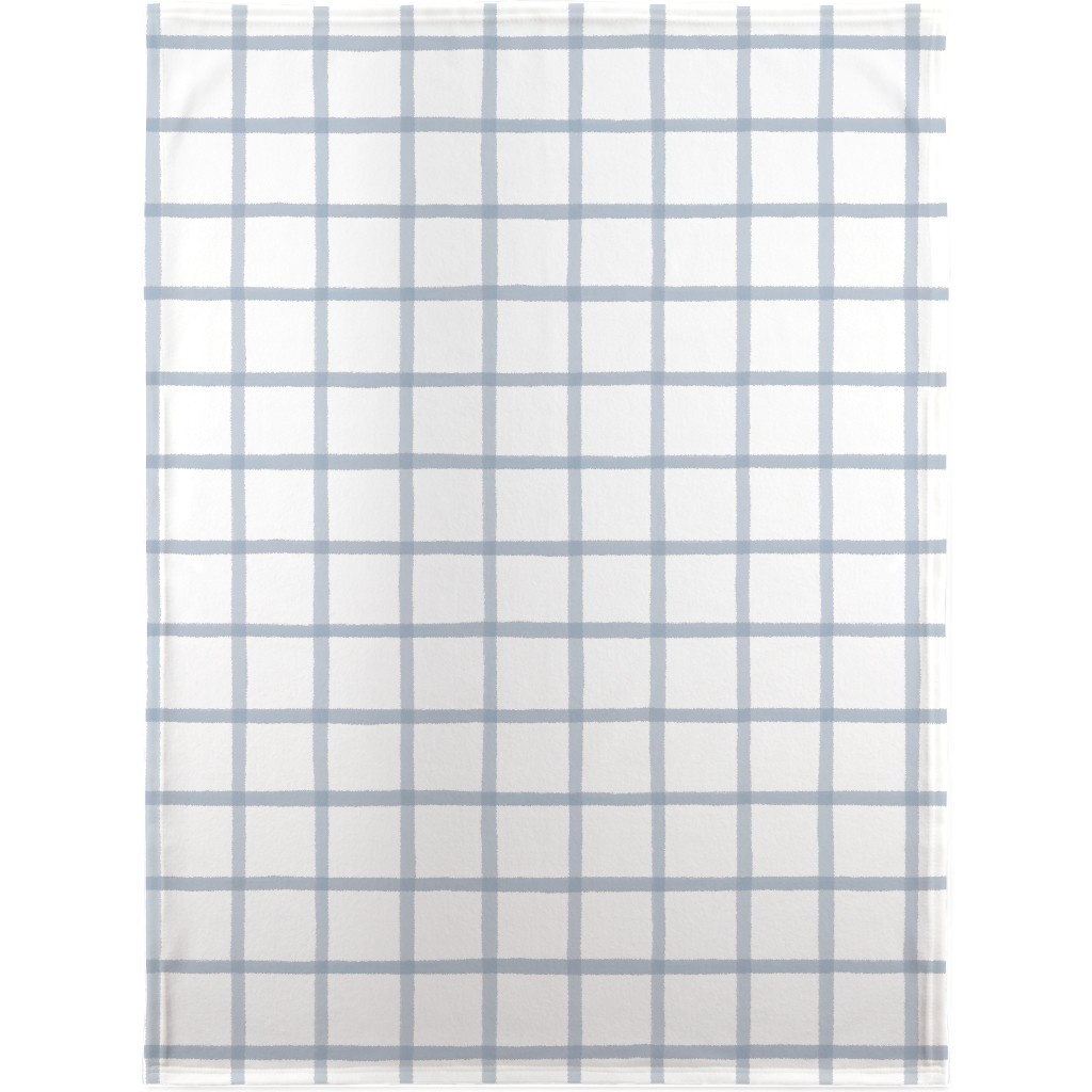 Window Pane Plaid Blanket, Sherpa, 30x40, Blue, Cool Gray