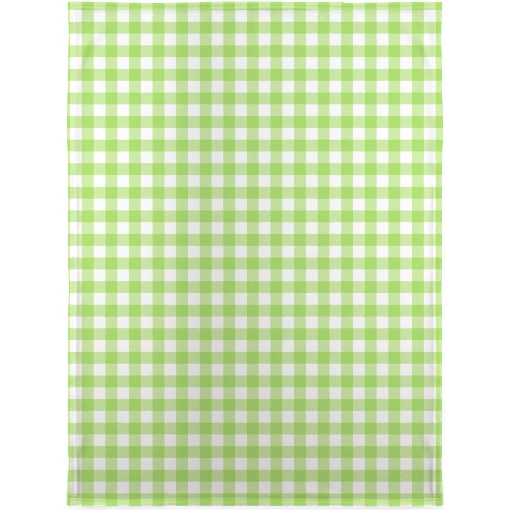 Gingham Checks Blanket, Sherpa, 30x40, Green, Pear