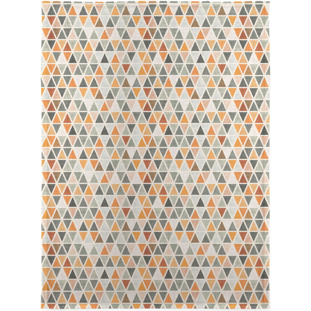 Triangles - Grey and Orange Blanket, Sherpa, 30x40, Multicolor