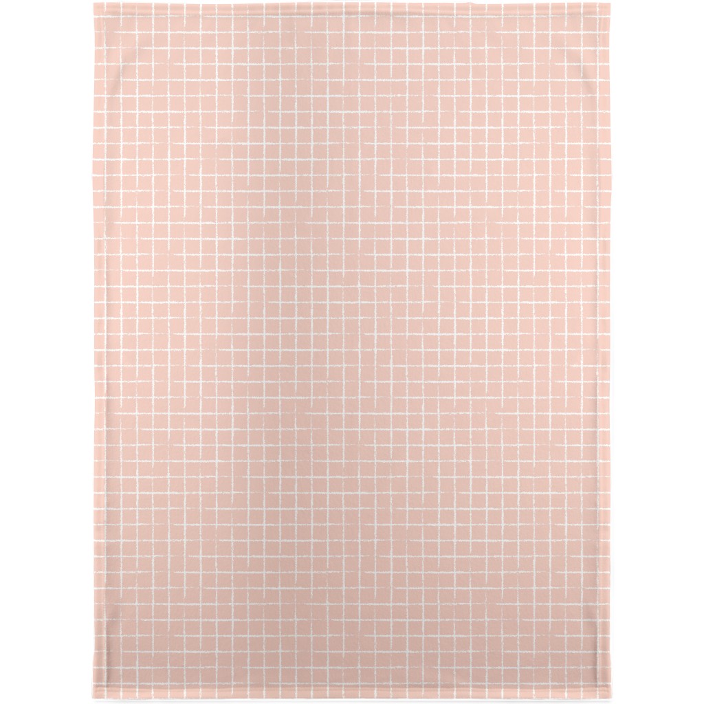 Minimalist Distorted Grid Blanket, Sherpa, 30x40, Pink