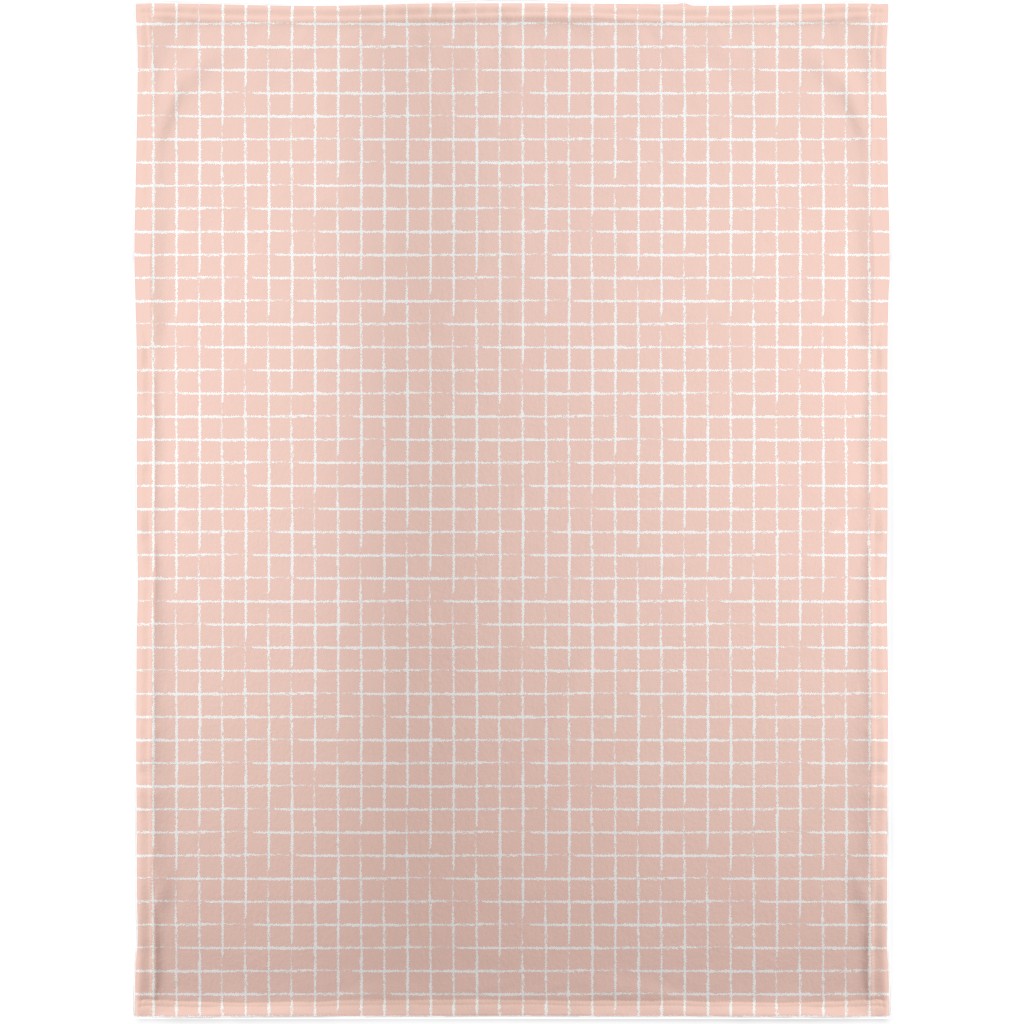 Minimalist Distorted Grid Blanket, Sherpa, 30x40, Pink, Quartz