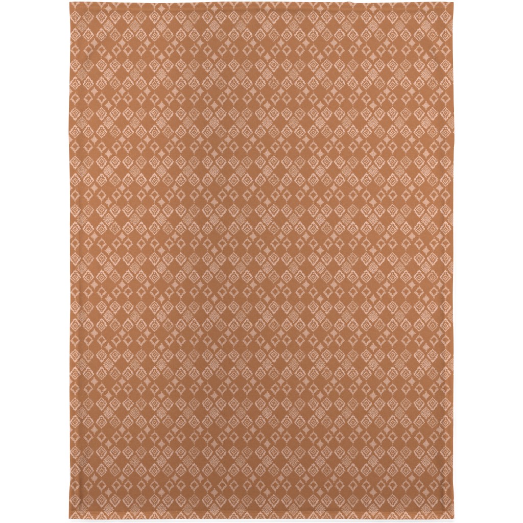 Boho Fair Isle - Rust Blanket, Sherpa, 30x40, Orange