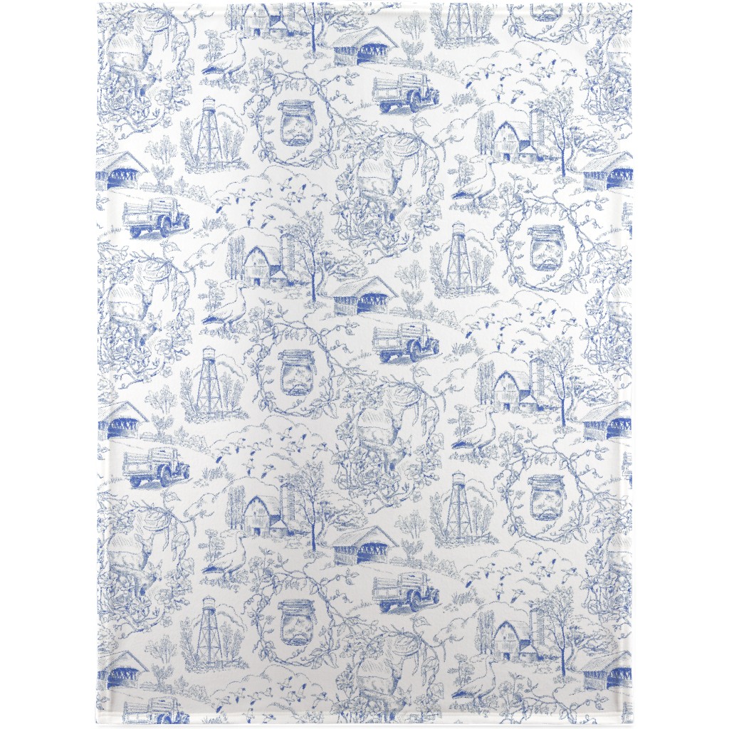 Country Living - Blue Blanket, Sherpa, 30x40, Blue, True Blue