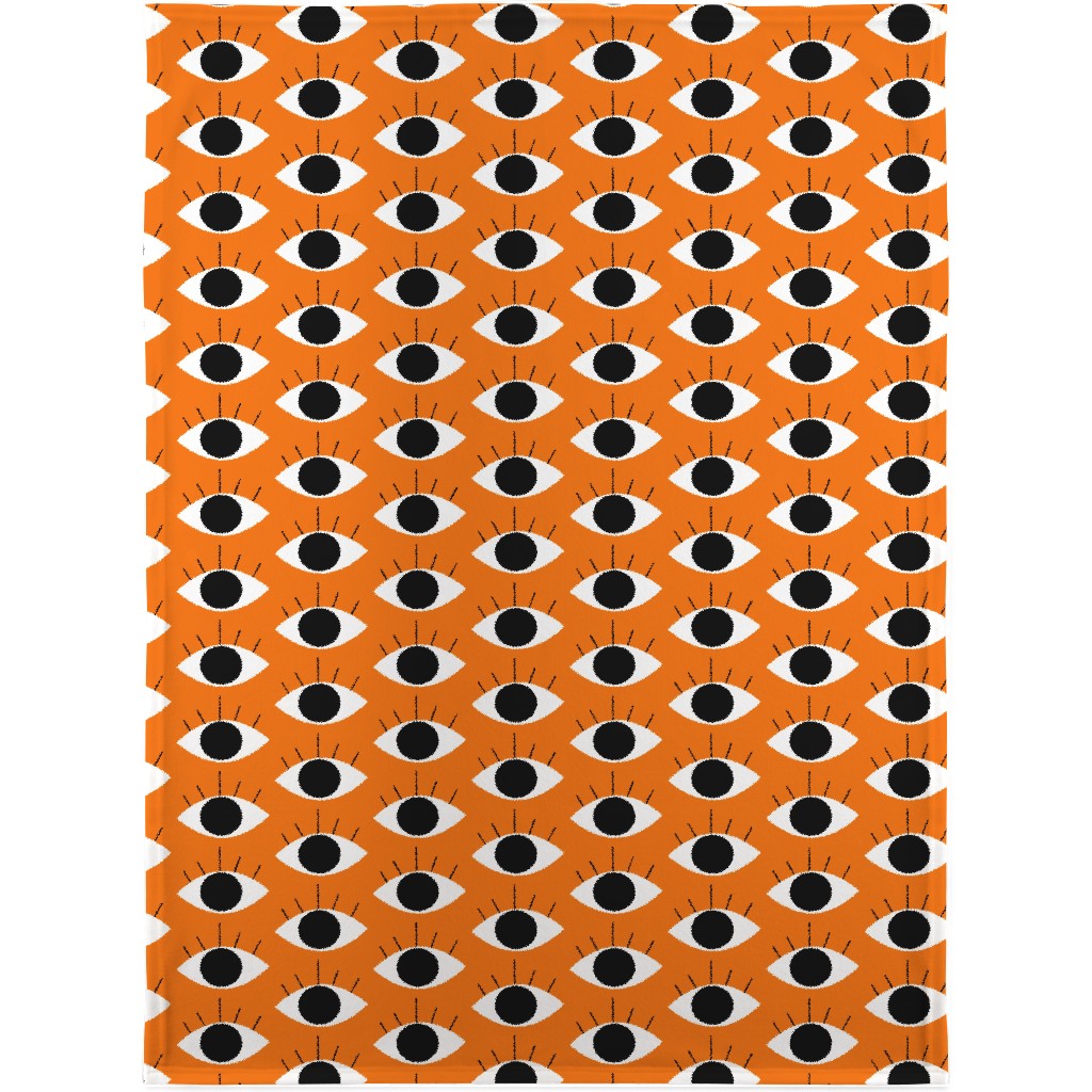 Spooky Eye - Orange Blanket, Sherpa, 30x40, Orange, Orange