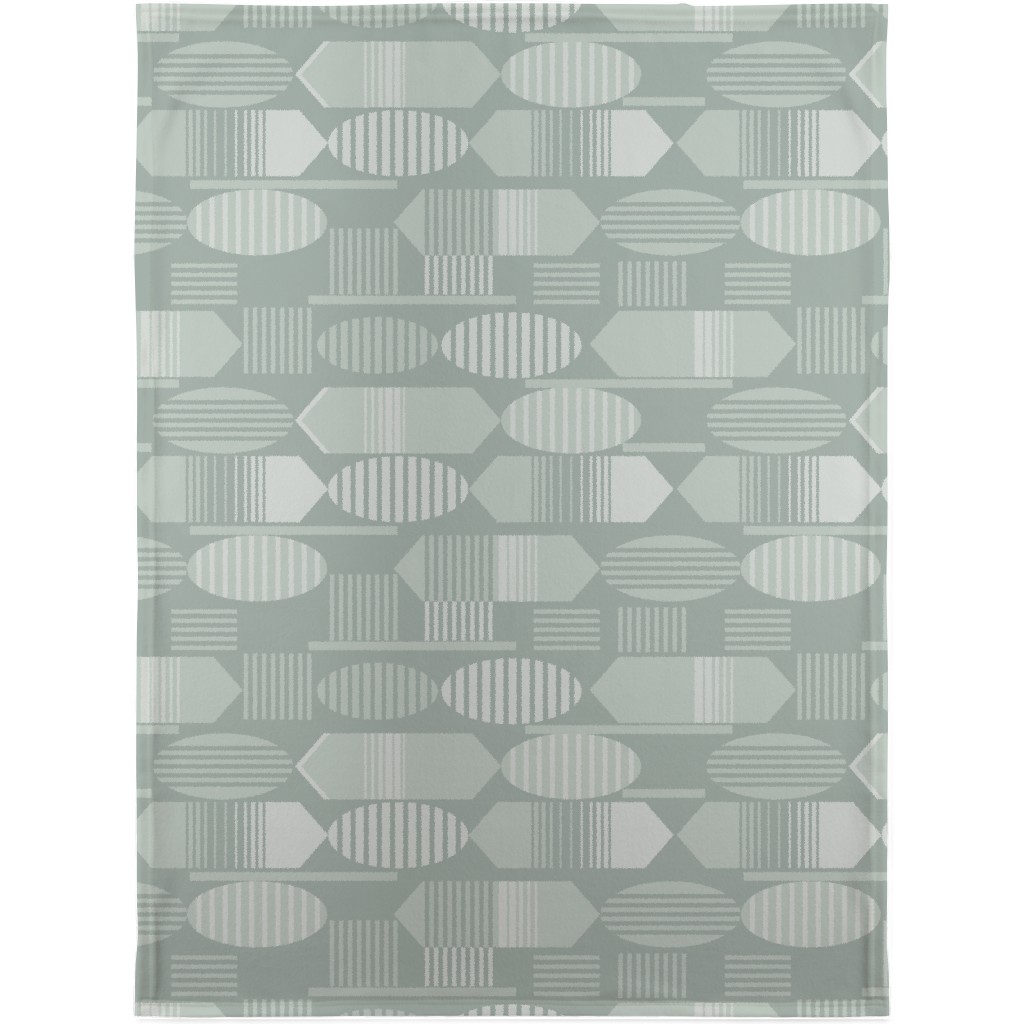 Ovals and Arrows - Neutral Sage Blanket, Sherpa, 30x40, Green, Classic Green