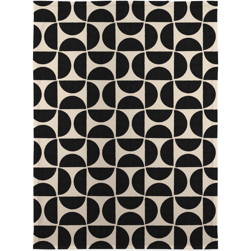 Half Moons - Black and Cream Blanket, Sherpa, 30x40, Beige, Pearl