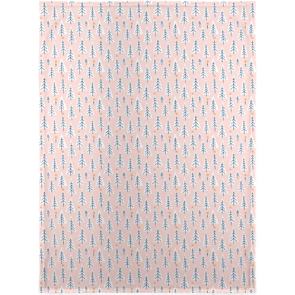 Christmas Forest on Pink Blanket, Sherpa, 30x40, Pink