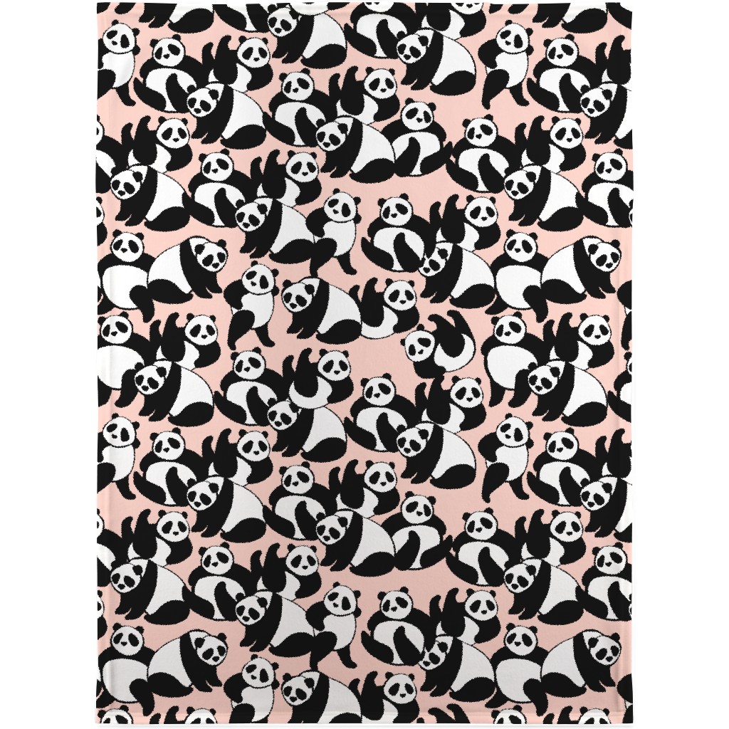 Retro Panda Playground Blanket, Sherpa, 30x40, Pink, Blush Pink