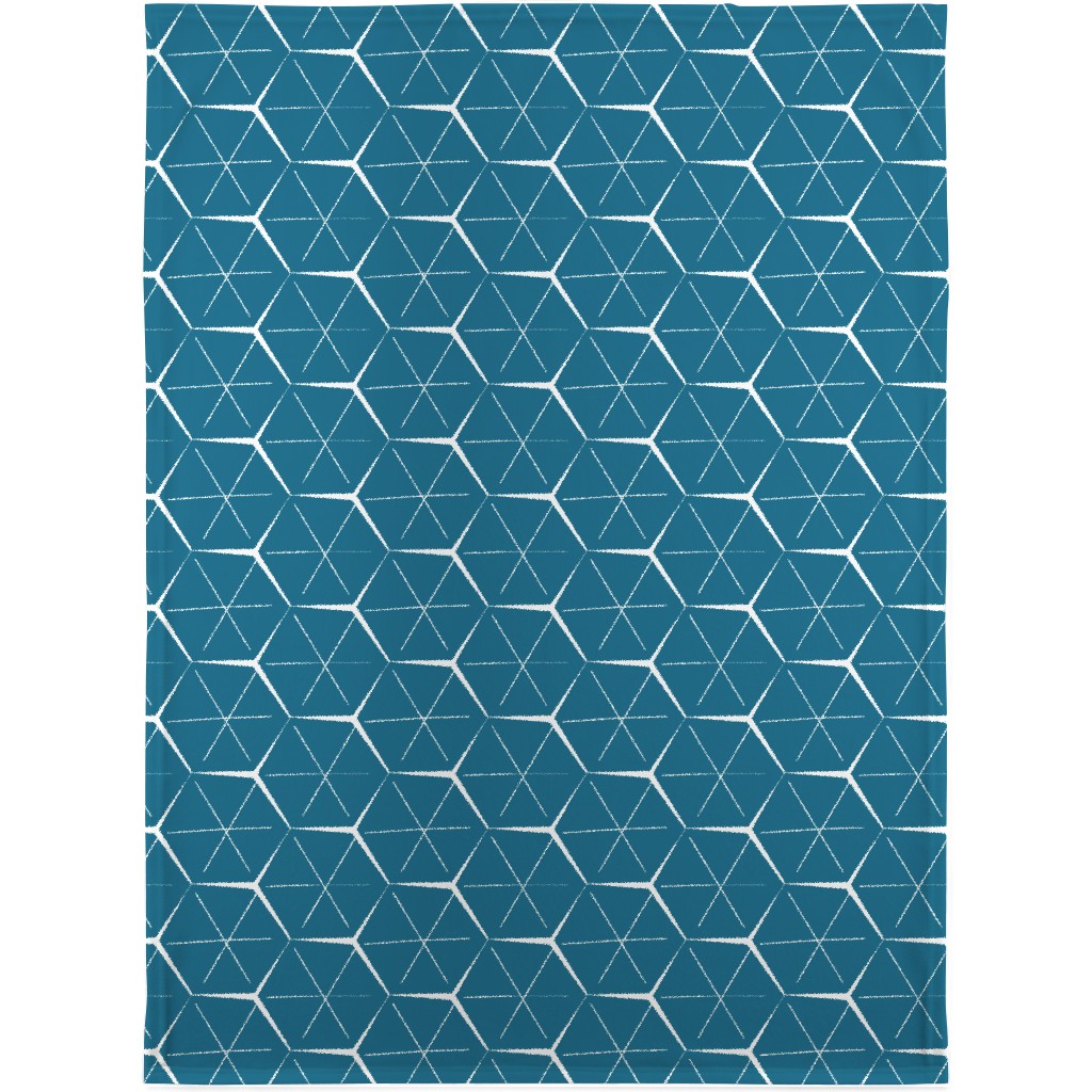 Hexagons - Blue Blanket, Sherpa, 30x40, Blue
