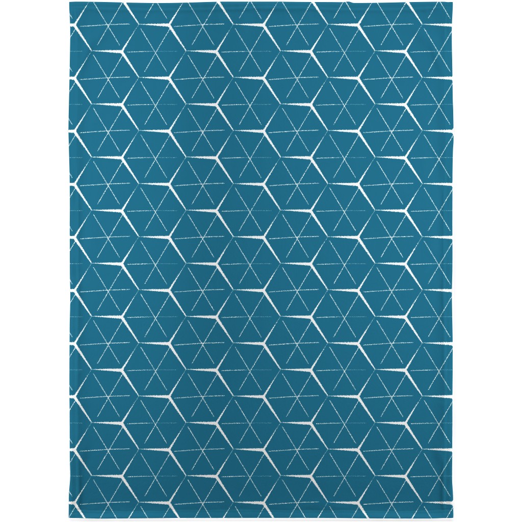 Hexagons - Blue Blanket, Sherpa, 30x40, Blue, True Blue