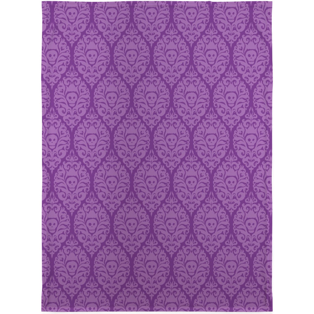 Spooky Damask - Purple Blanket, Sherpa, 30x40, Purple