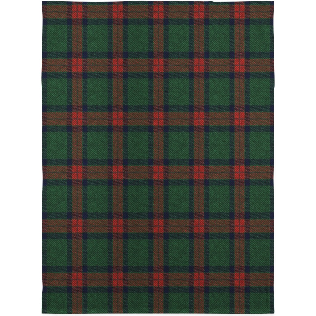 Holiday Tartan Blanket, Sherpa, 30x40, Green