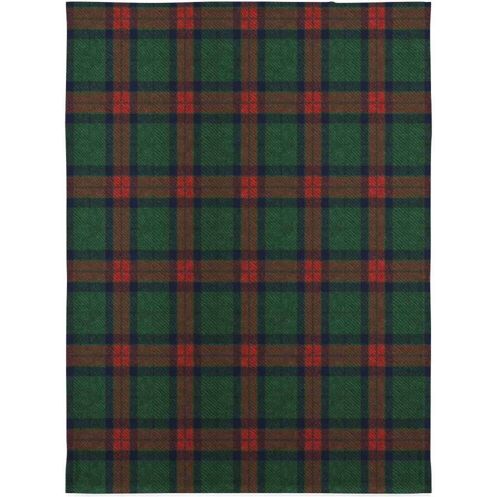 Holiday Tartan Blanket, Sherpa, 30x40, Green, Classic Green