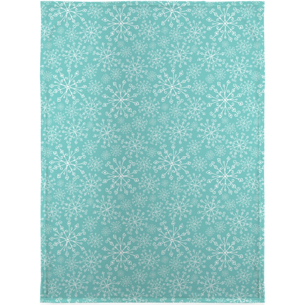 Frost Snowflakes Blanket, Sherpa, 30x40, Blue