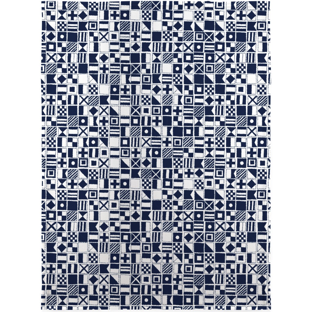 Sailing Flags - Navy Blue Blanket, Sherpa, 30x40, Blue, True Blue