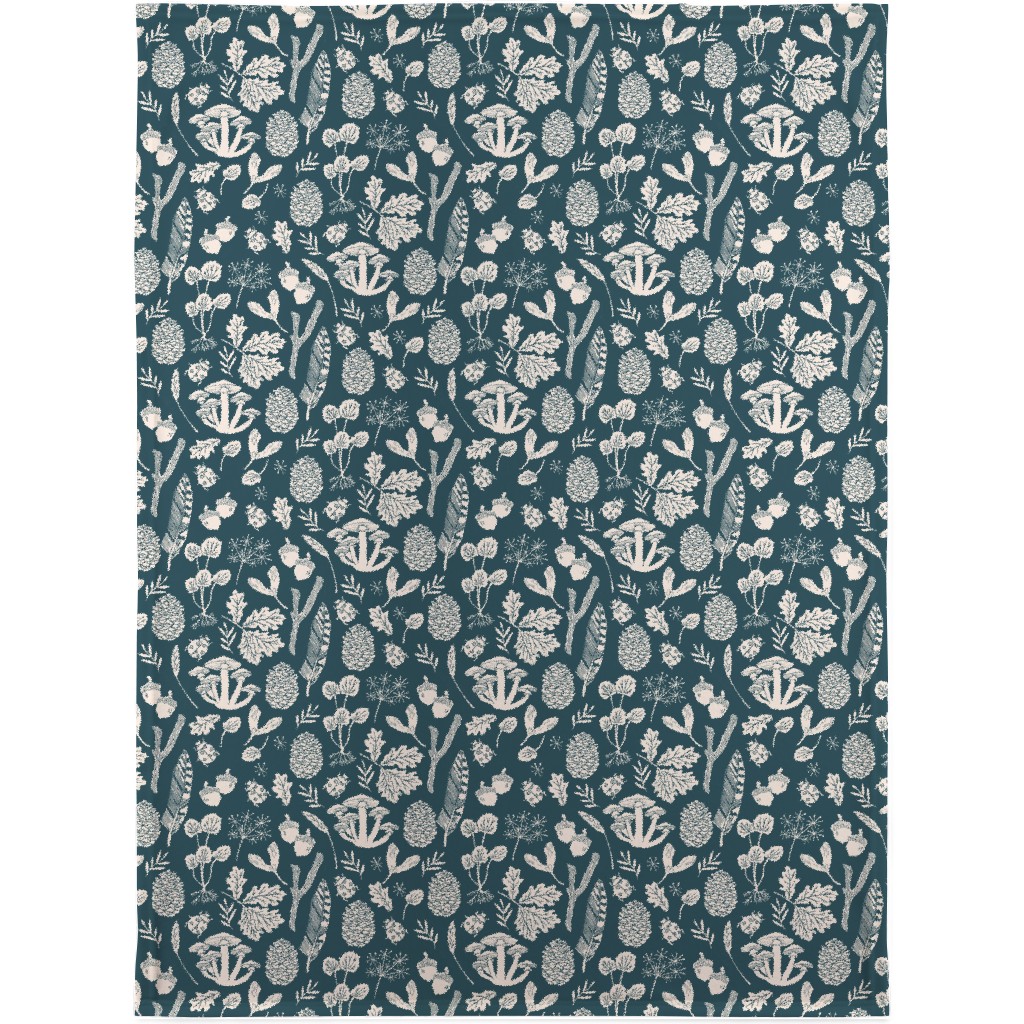 Nature Walk in Autumn - Blue and Cream Blanket, Sherpa, 30x40, Blue
