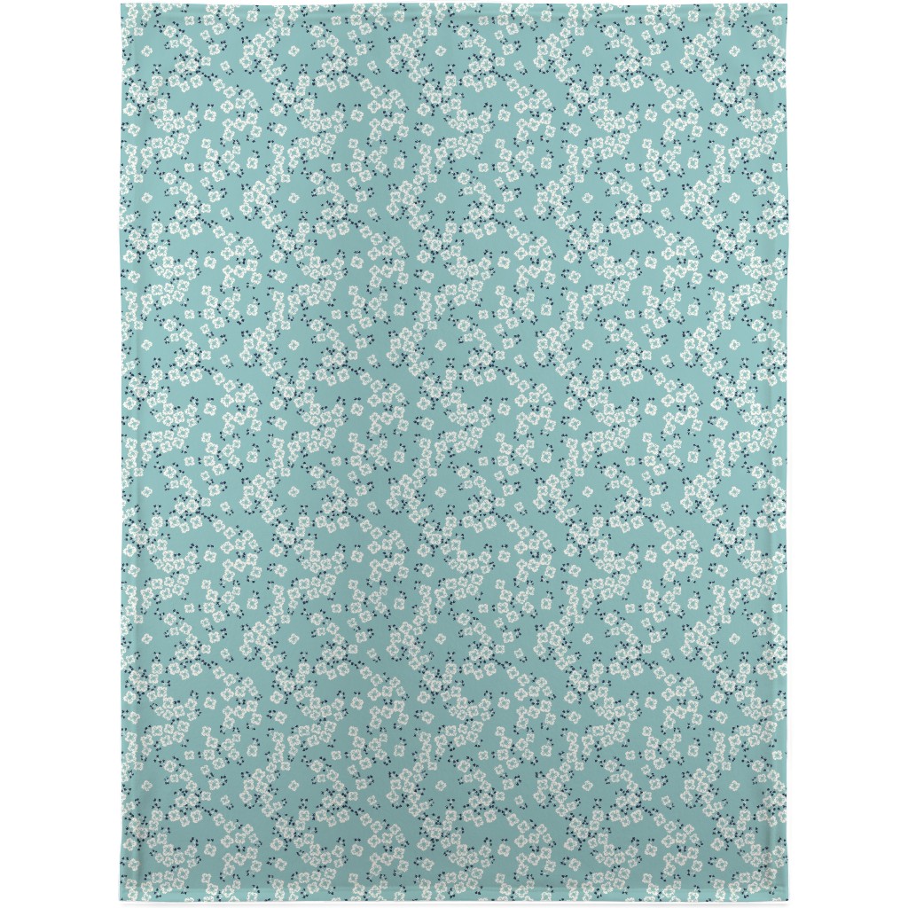 Japanese Blossom - Blue Blanket, Sherpa, 30x40, Blue, True Blue