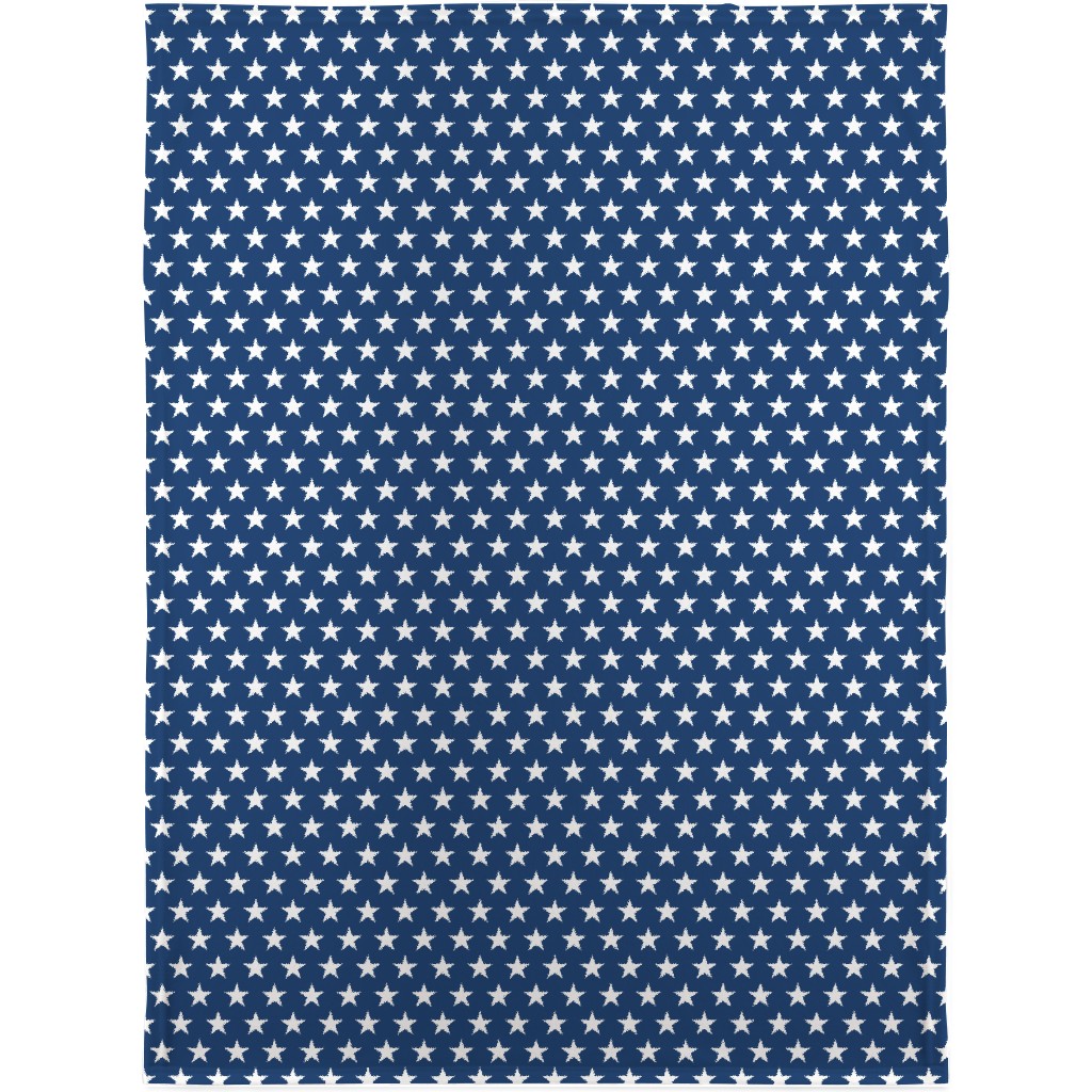 Stars on Blue Blanket, Sherpa, 30x40, Blue, True Blue