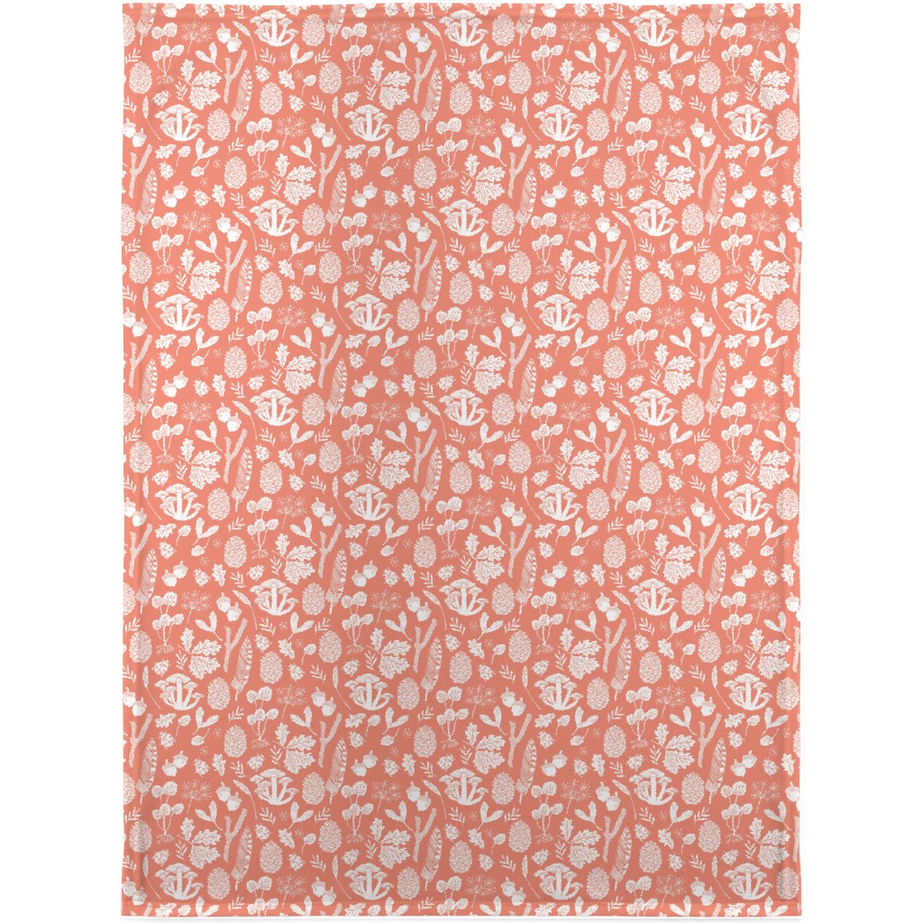 Nature Walk Block Print - Pink Blanket, Sherpa, 30x40, Pink, Bright Pink