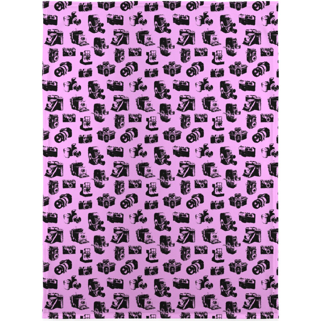 Retro Cameras Blanket, Sherpa, 30x40, Pink, Pink Lady
