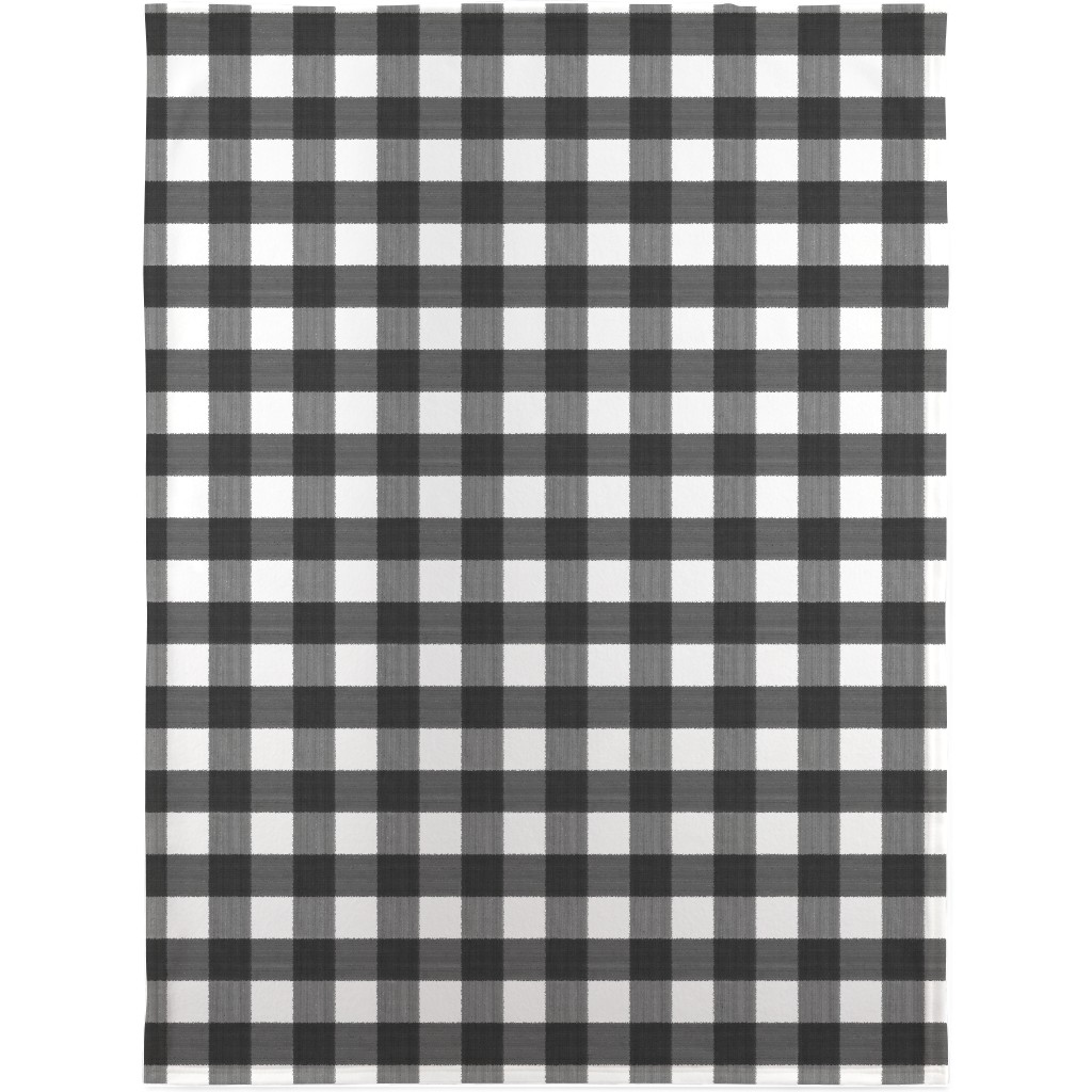 Cross Hatch Plaid Blanket, Sherpa, 30x40, Black, Metal