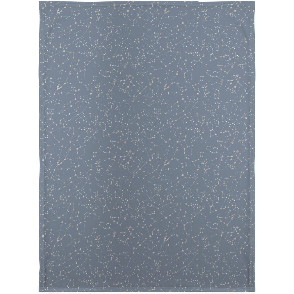 Constellations - Grey With Gold Stars Blanket, Sherpa, 30x40, Gray