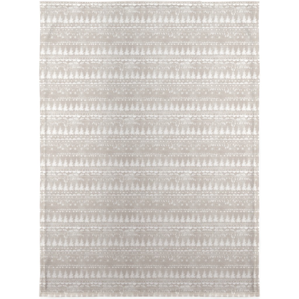 Vintage Christmas Stripe Blanket, Sherpa, 30x40, Gray, Pebble