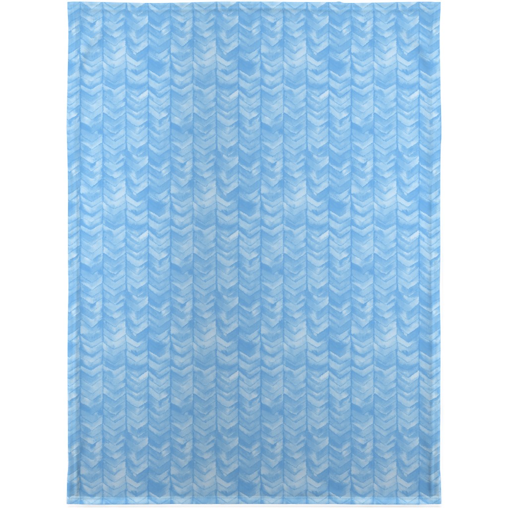 Watercolor Chevron Blanket, Sherpa, 30x40, Blue, Light Blue