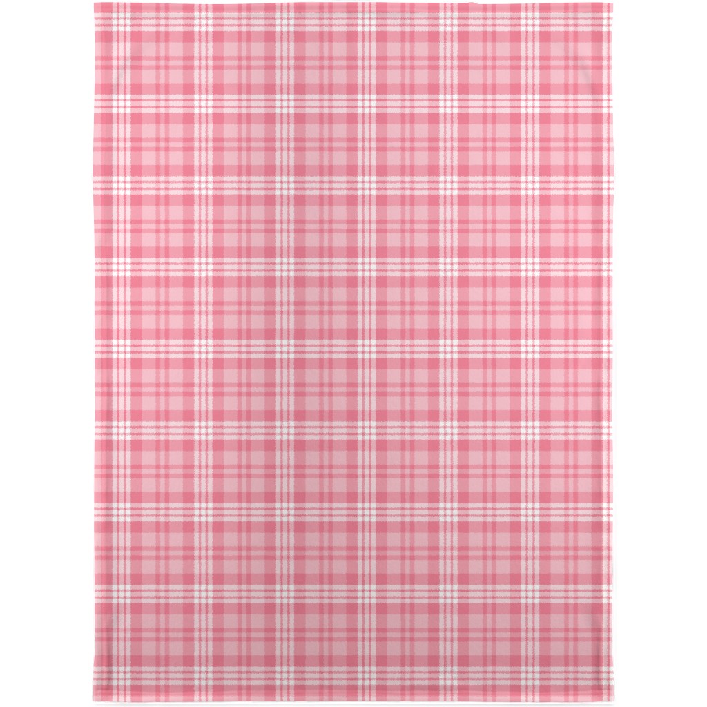 Plaid Pattern Blanket, Sherpa, 30x40, Pink, Penelope