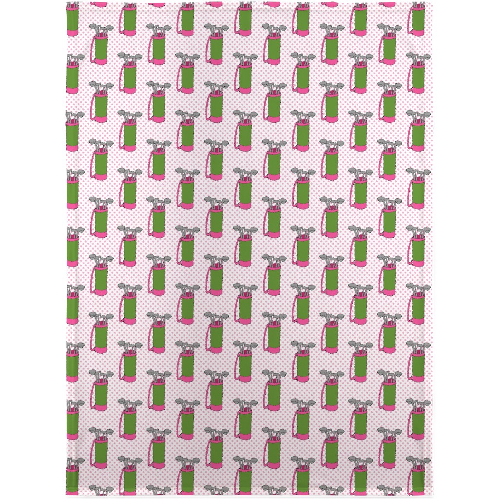 Golf Club Pattern - Green and Pink Blanket, Sherpa, 30x40, Pink