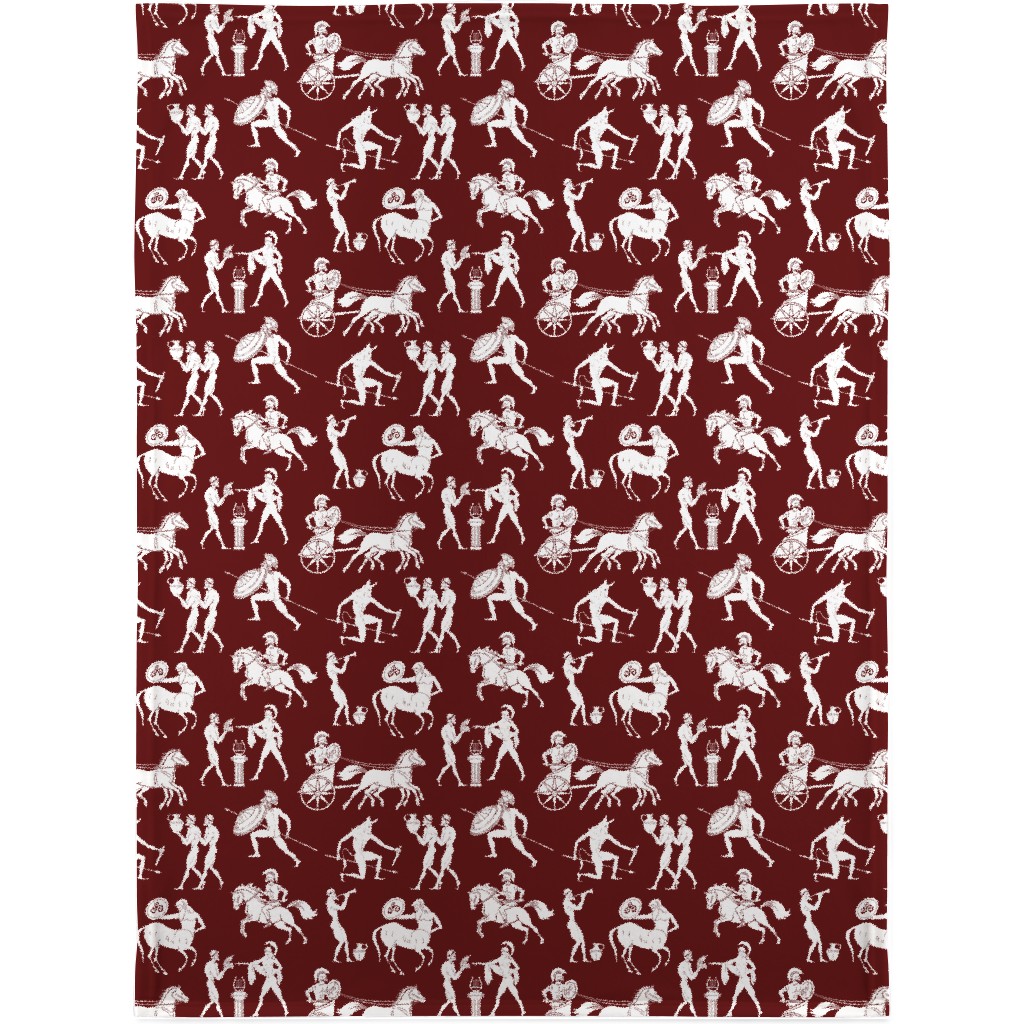 Greek Figures Blanket, Sherpa, 30x40, Red