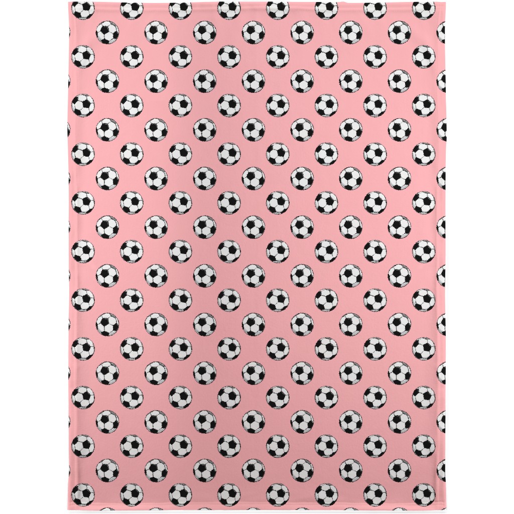 Soccer Balls Blanket, Sherpa, 30x40, Pink, Delicate Rose