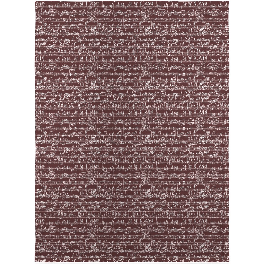 Handwritten Sheet Music Blanket, Sherpa, 30x40, Red, Velvet