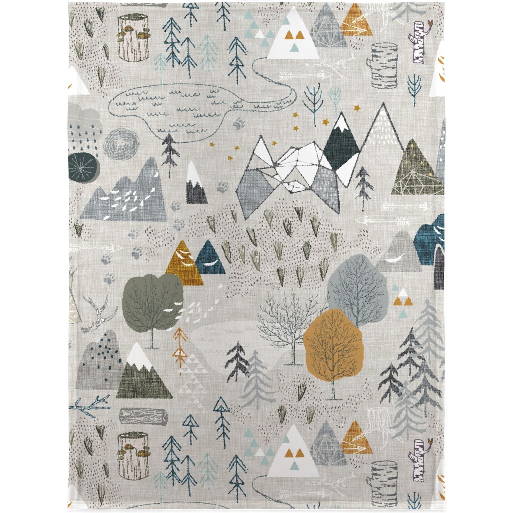 Max's Map - Gray Blanket, Sherpa, 30x40, Gray, Gray