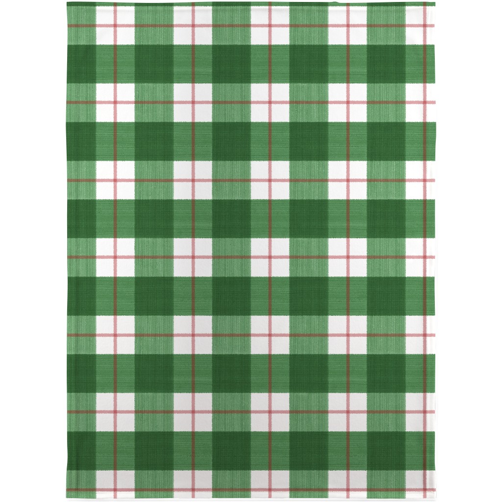 Double Plaid Blanket, Sherpa, 30x40, Green