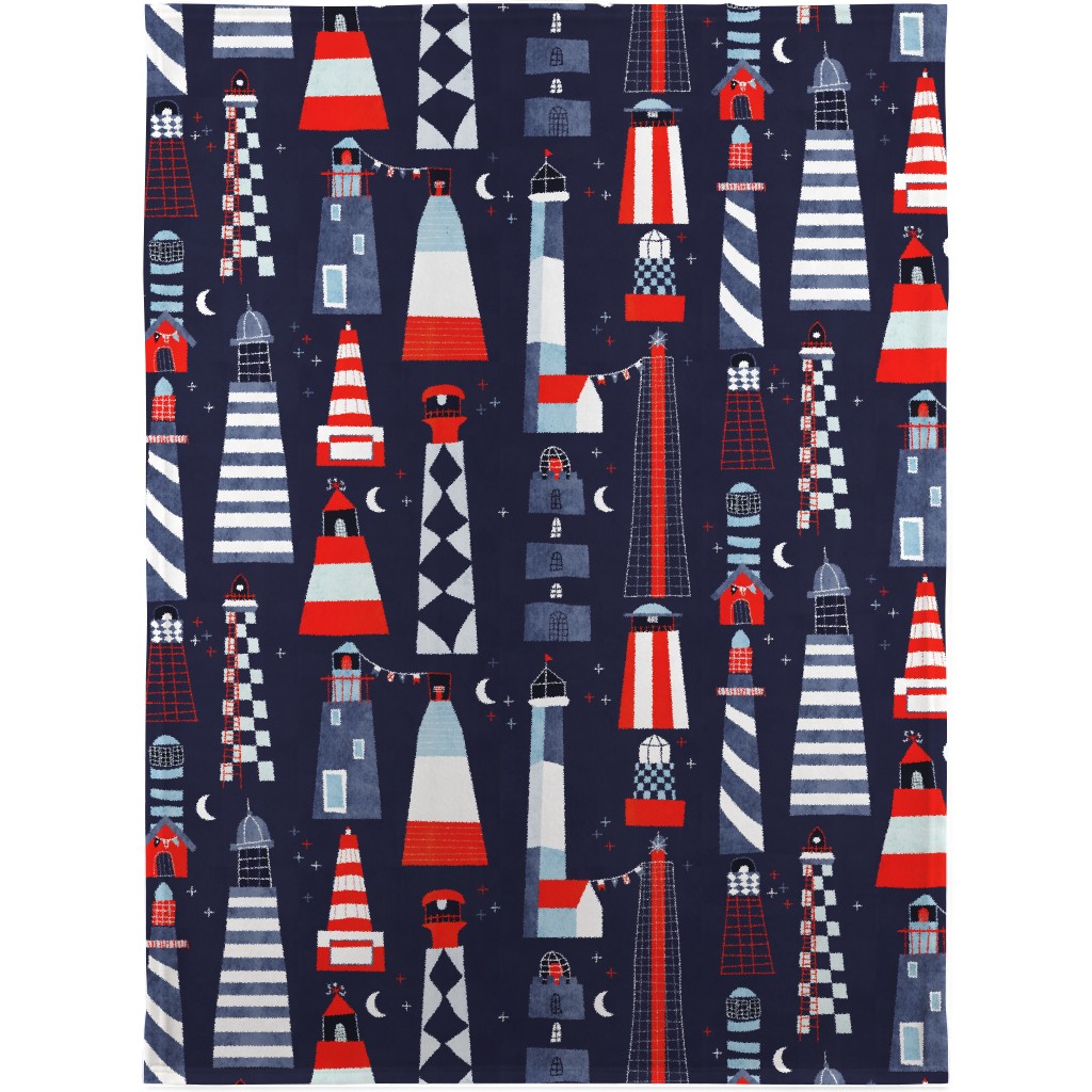 Scandi Lighthouse - Blue Blanket, Sherpa, 30x40, Blue