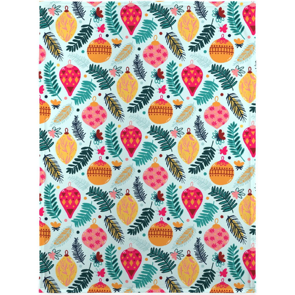Colorful Christmas - Blue Blanket, Sherpa, 30x40, Multicolor