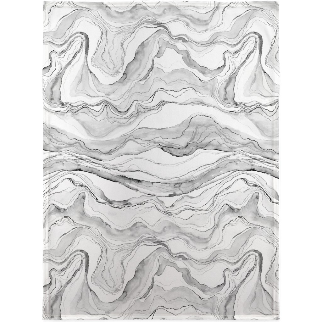 Watercolor Marble Blanket, Sherpa, 30x40, Gray, Silver Lining