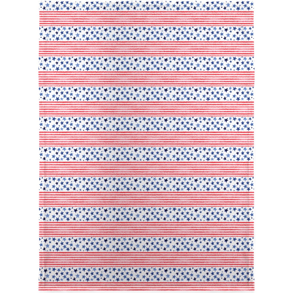 Watercolor Stars and Stripes - Red White and Blue Blanket, Sherpa, 30x40, Red