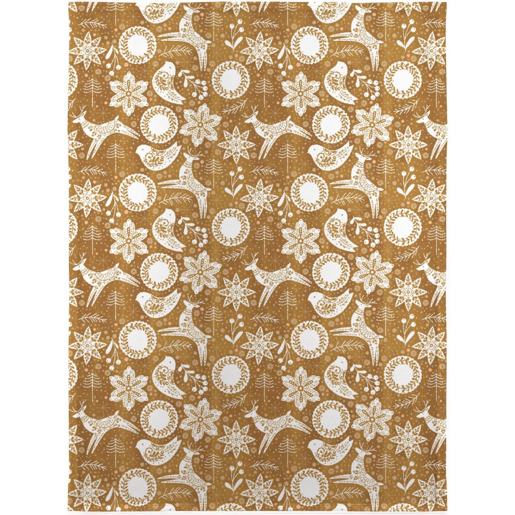 Gingerbread Forest - Brown & White Blanket, Sherpa, 30x40, Brown