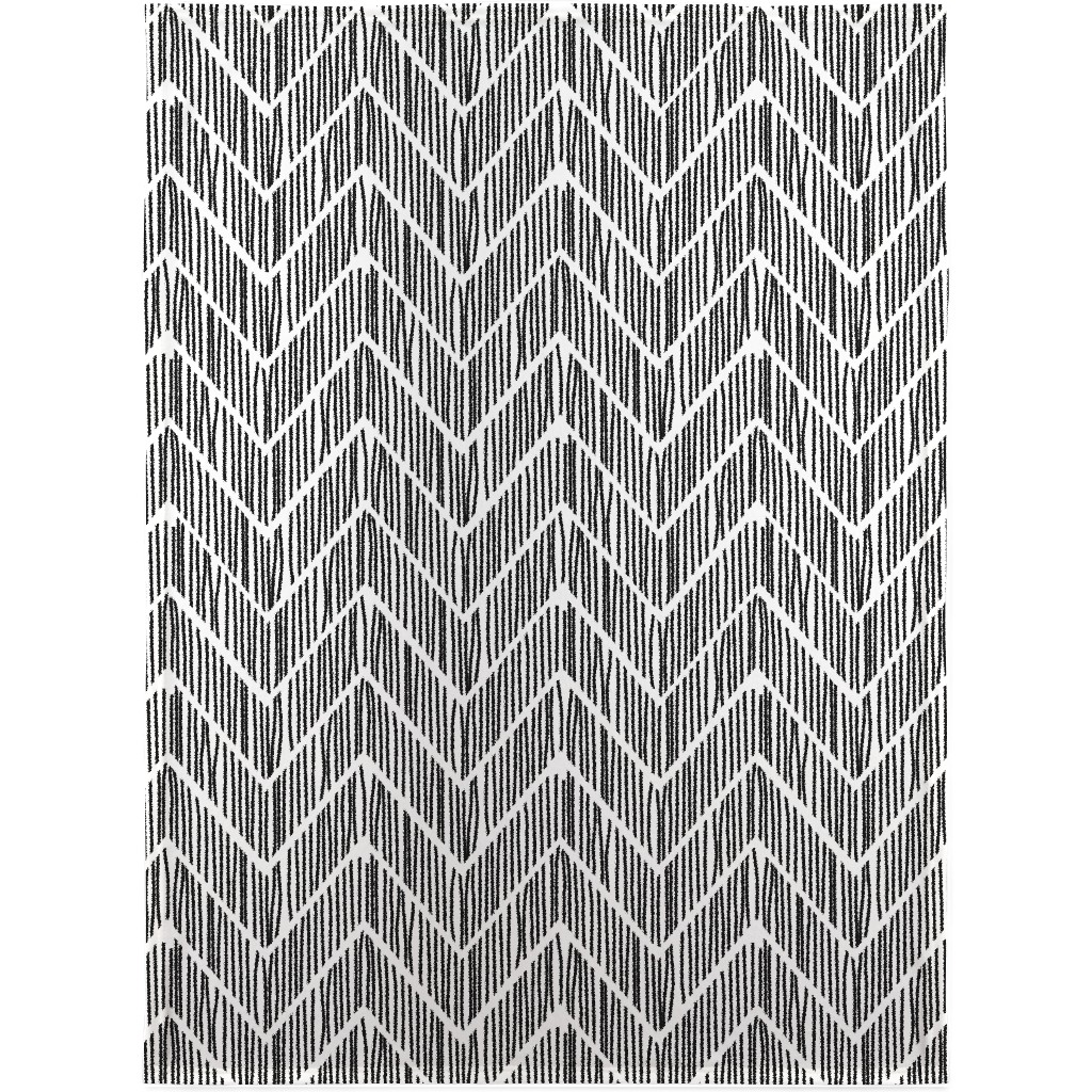 Black & White Chevron Blanket, Sherpa, 30x40, Gray