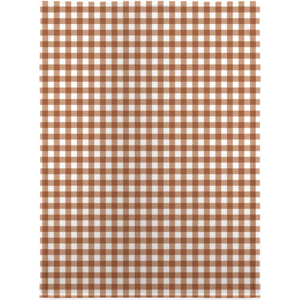 Gingham Plaid Check Blanket, Sherpa, 30x40, Brown, Toast