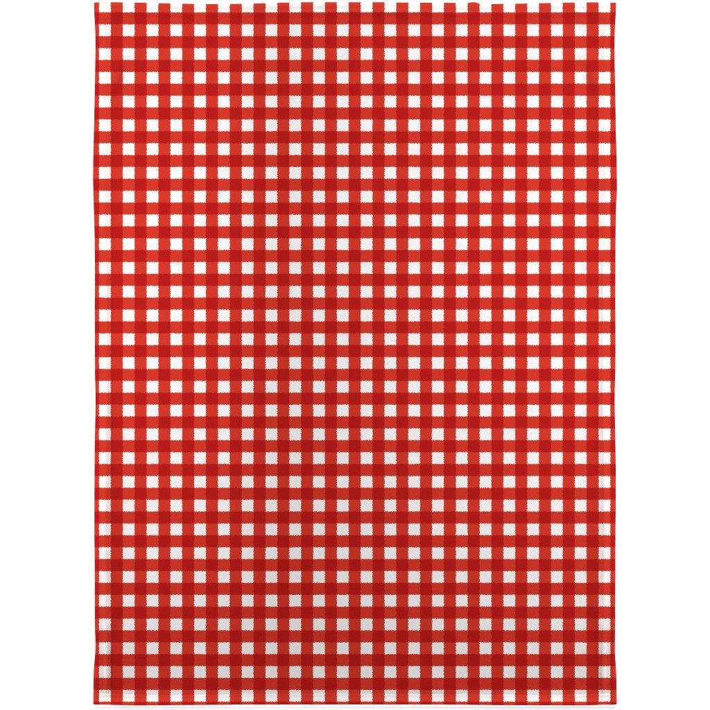 Gingham Plaid Check Blanket, Sherpa, 30x40, Red