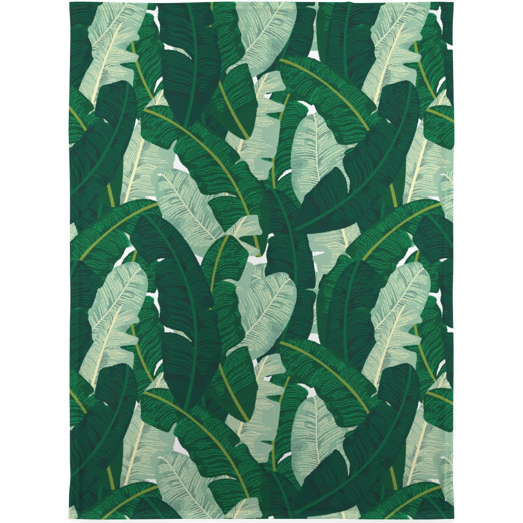 Classic Banana Leaves - Palm Springs Green Blanket, Sherpa, 30x40, Green, Classic Green