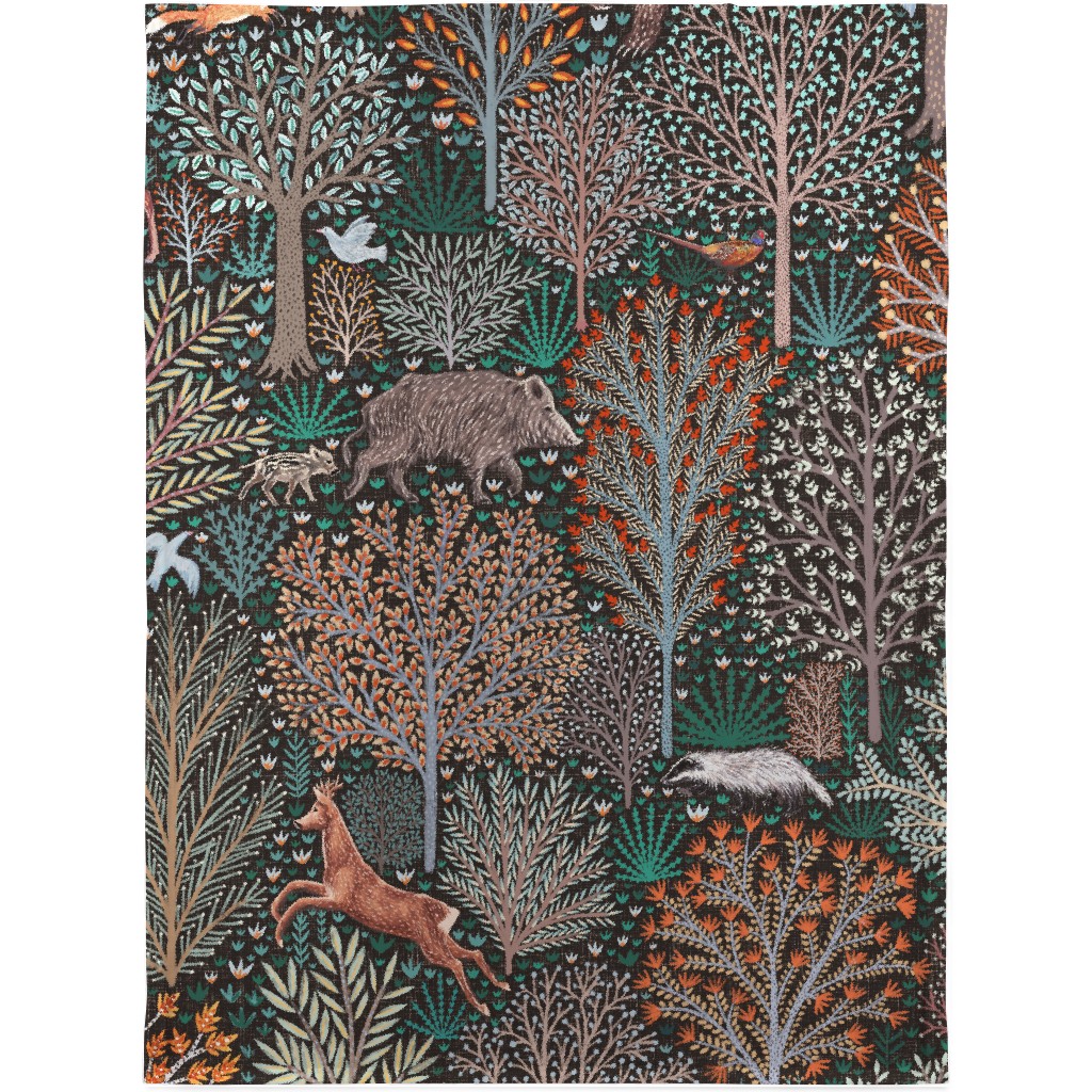 Forest & Animals - Multi Blanket, Sherpa, 30x40, Multicolor