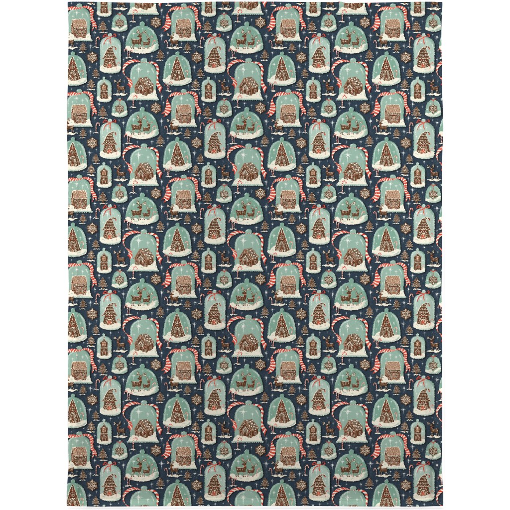 Christmas Gingerbread Village - Blue Blanket, Sherpa, 30x40, Multicolor