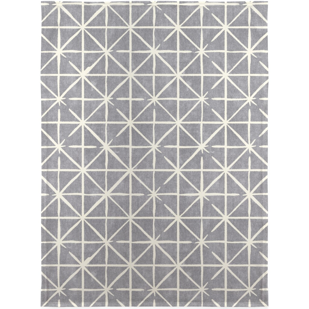 Geometric Triangles - Distressed - Grey Blanket, Sherpa, 30x40, Gray