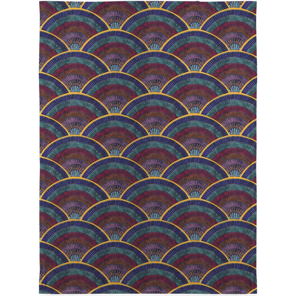 Moody Art Deco Tile - Dark Blanket, Sherpa, 30x40, Multicolor